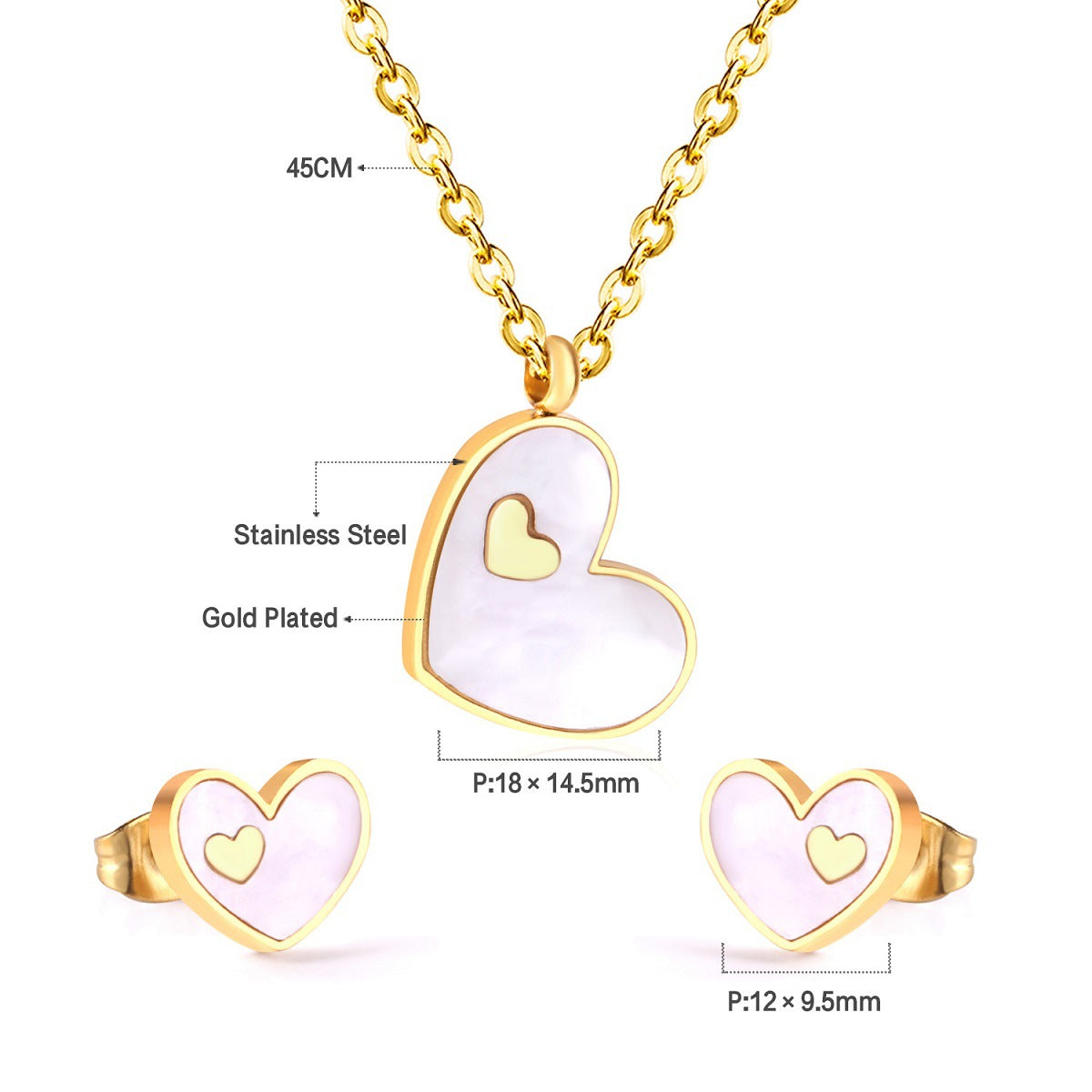 Damen Schmuckset mit rotem Herzanhänger und passenden Ohrsteckern Shop Nory