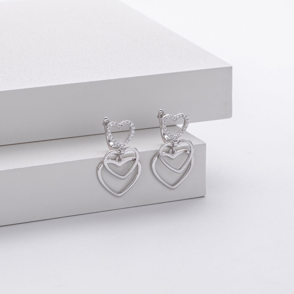 Damen Ohrhänger mit herzförmigem Design und funkelndem Zirkonbesatz Shop Nory