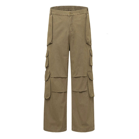 Damen Weite Cargo-Hose mit Multi-Taschen und hoher Taille Shop Nory