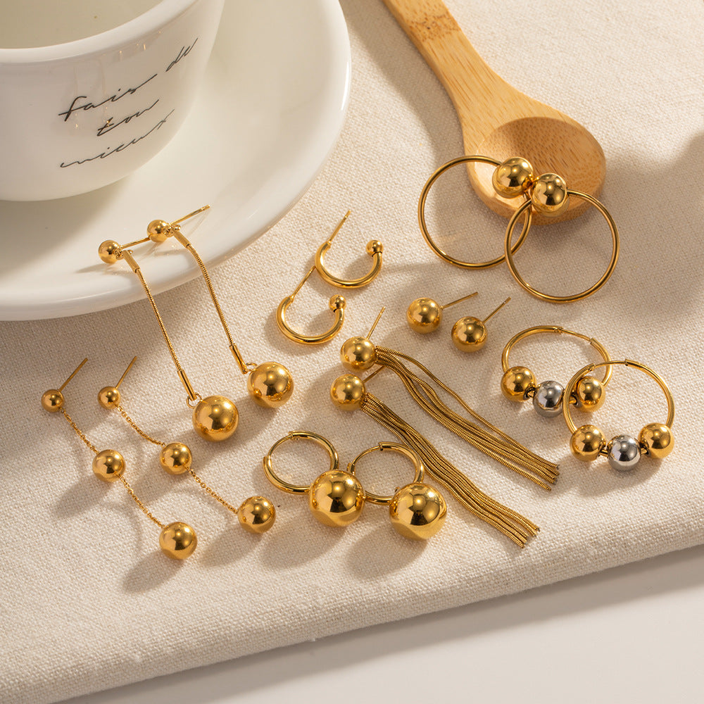 Damen Ohrhänger mit elegantem Kugel-Design aus hypoallergenem Edelstahl Shop Nory