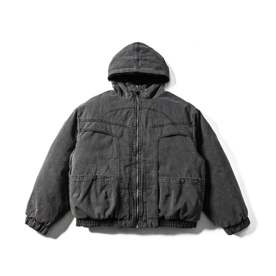 Herren Robuste Kapuzen-Fieldjacke mit Teddyfutter und Utility-Taschen Shop Nory