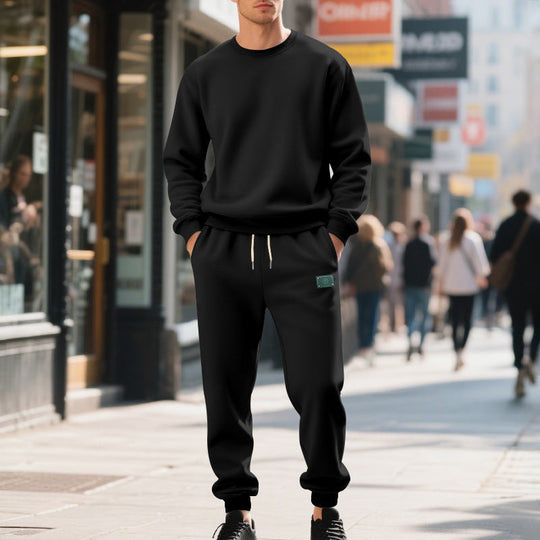 Herren lässiger Freizeitanzug mit weichem Fleece und elastischem Bund