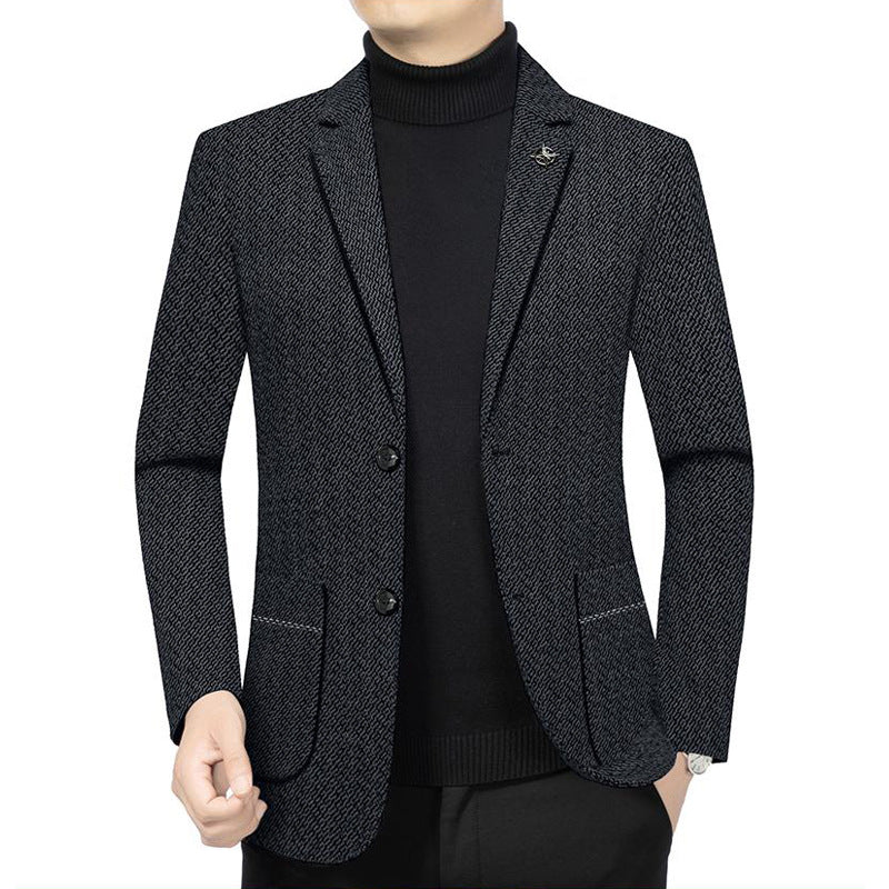 Herren Taillierter Strickblazer im Bouclé-Look mit aufgesetzten Taschen Shop Nory