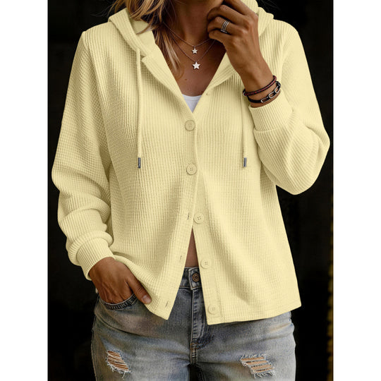 Damen Kapuzenstrickjacke im Waffelstrick mit Knopfleiste Shop Nory