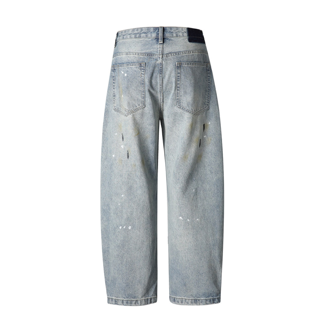 Unisex Lässige Relaxed-Fit Jeans mit hoher Taille und Paint-Distress Shop Nory