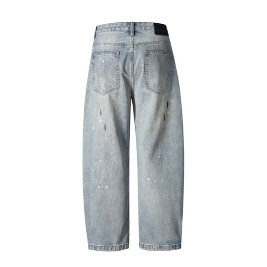 Unisex Lässige Relaxed-Fit Jeans mit hoher Taille und Paint-Distress Shop Nory