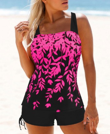 Damen Tankini-Set mit floralem Design und verstellbarem Oberteil
