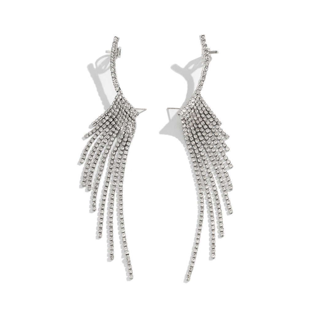 Damen Funken Kristall-Ohrringe mit langem Pendel-Design Shop Nory