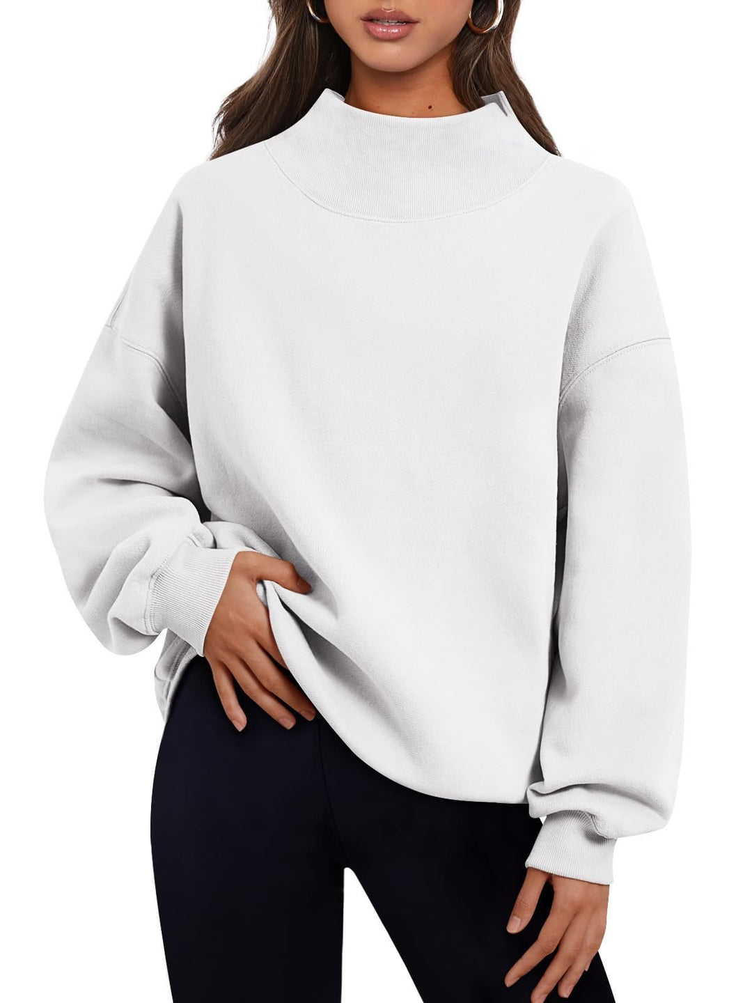 Damen Oversized-Sweatshirt mit hohem Stehkragen und überschnittener Schulter Shop Nory