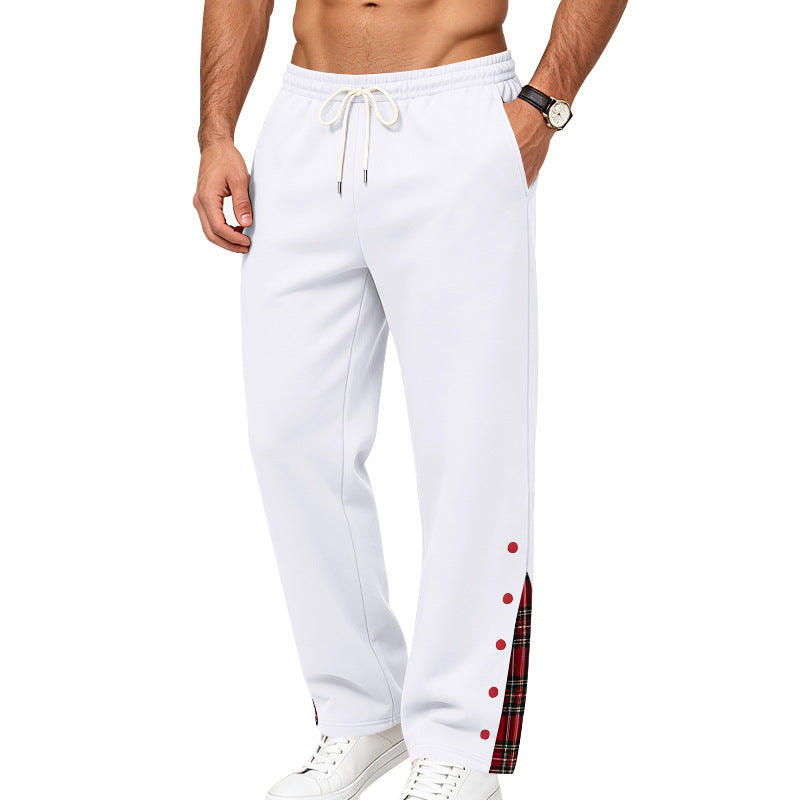 Herren Lockere Jogginghose mit Karo‑Einsatz und Druckknopf‑Details Shop Nory