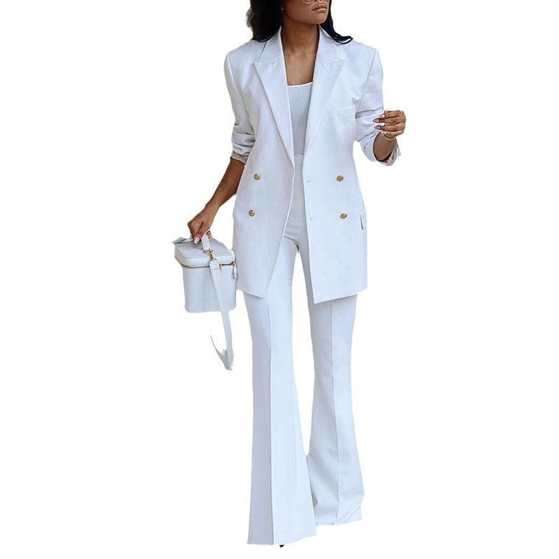 Damen elegantes Blazer-Set mit weitem Bein und Taillengürtel