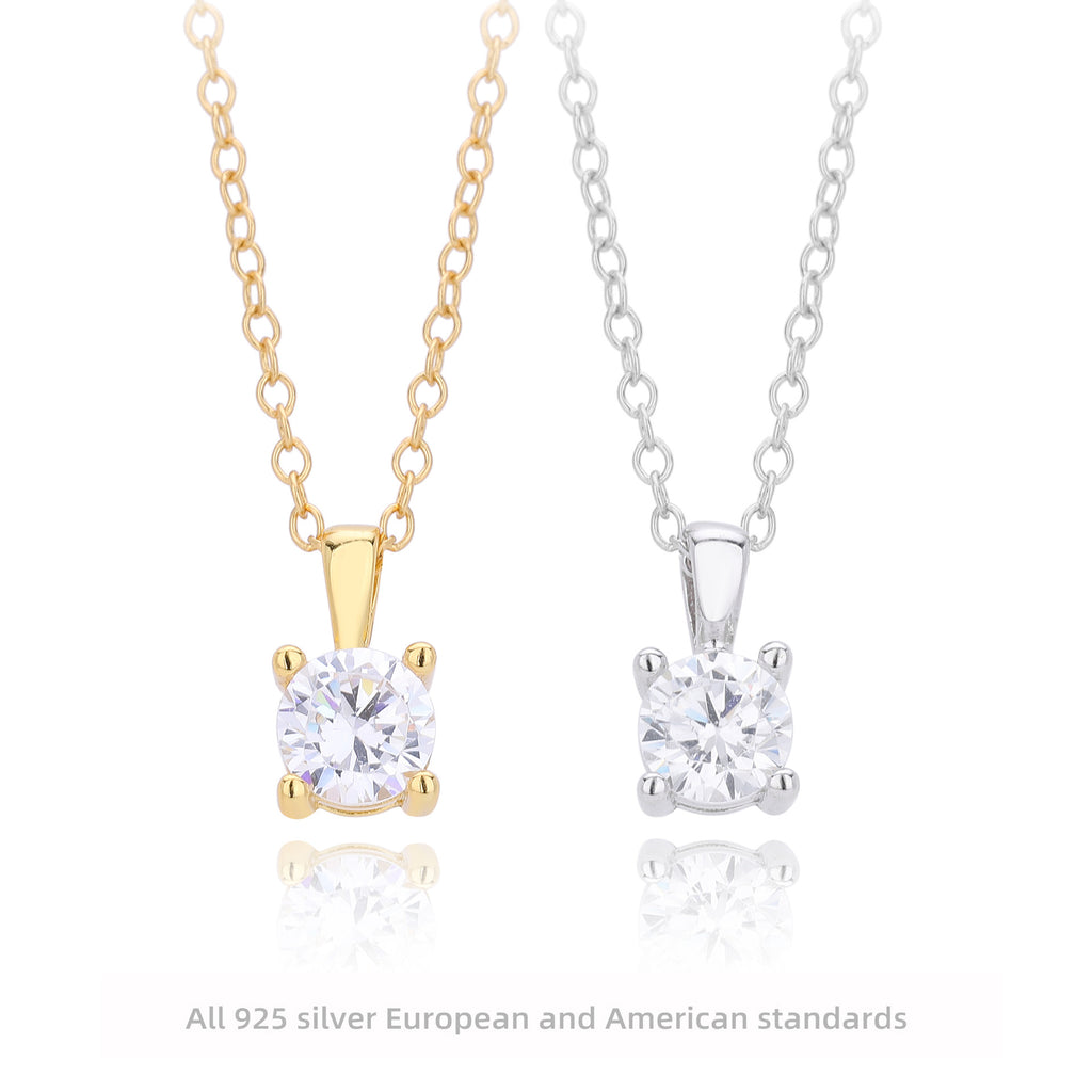Damen Halskette mit funkelndem Zirkonanhänger aus hochwertigem 925 Sterling Silber Shop Nory