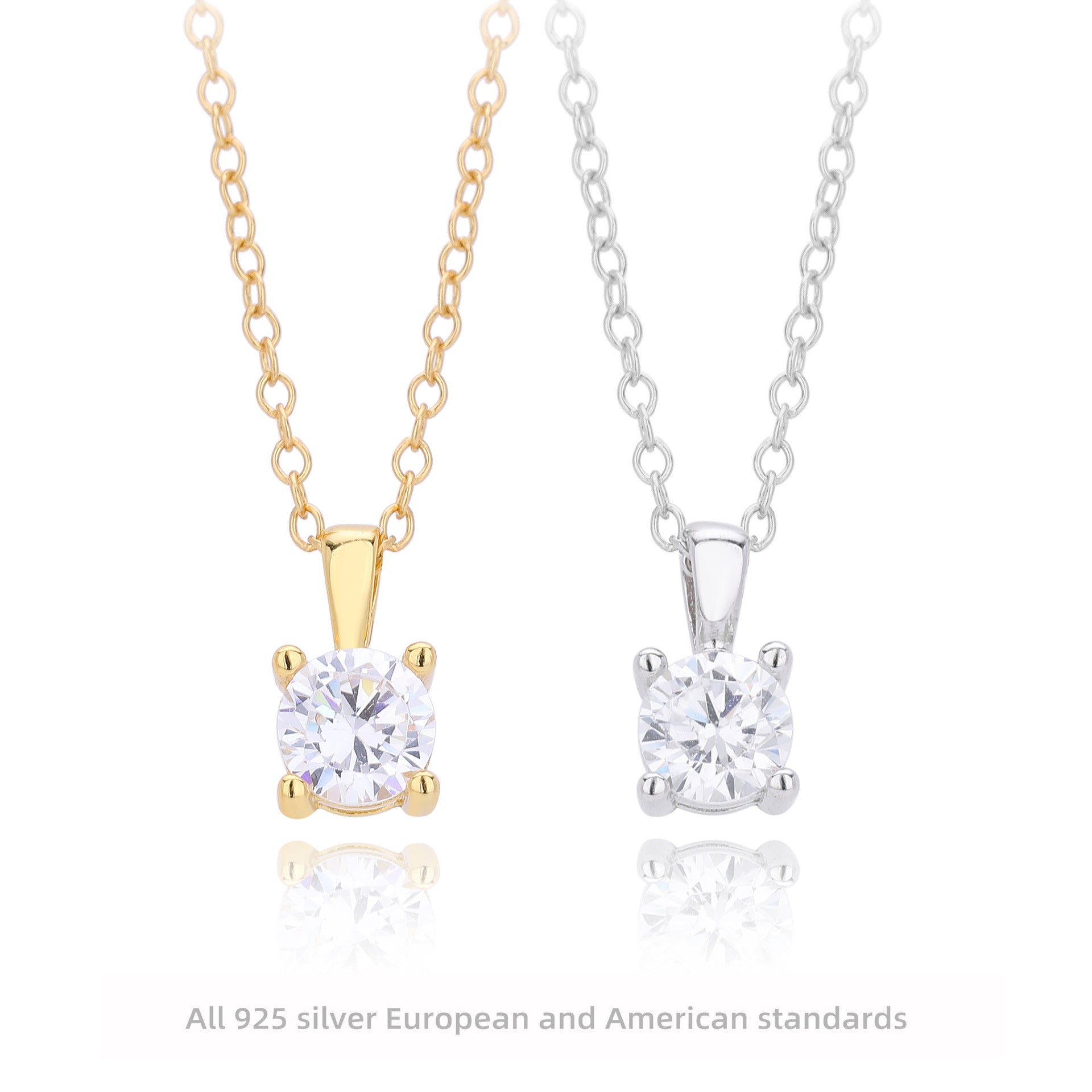 Damen Halskette mit funkelndem Zirkonanhänger aus hochwertigem 925 Sterling Silber Shop Nory