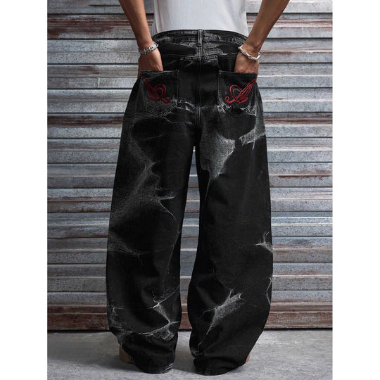 Herren Weit geschnittene Denim-Hosen mit besonderem Waschungseffekt Shop Nory