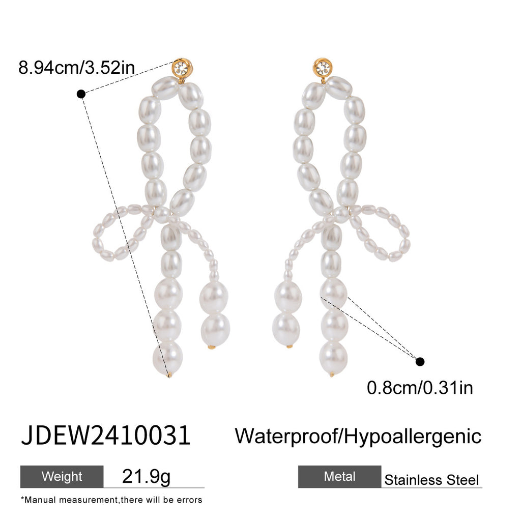 Damen Ohrhänger mit elegantem Perlen-Design und hypoallergener Edelstahlverarbeitung Shop Nory