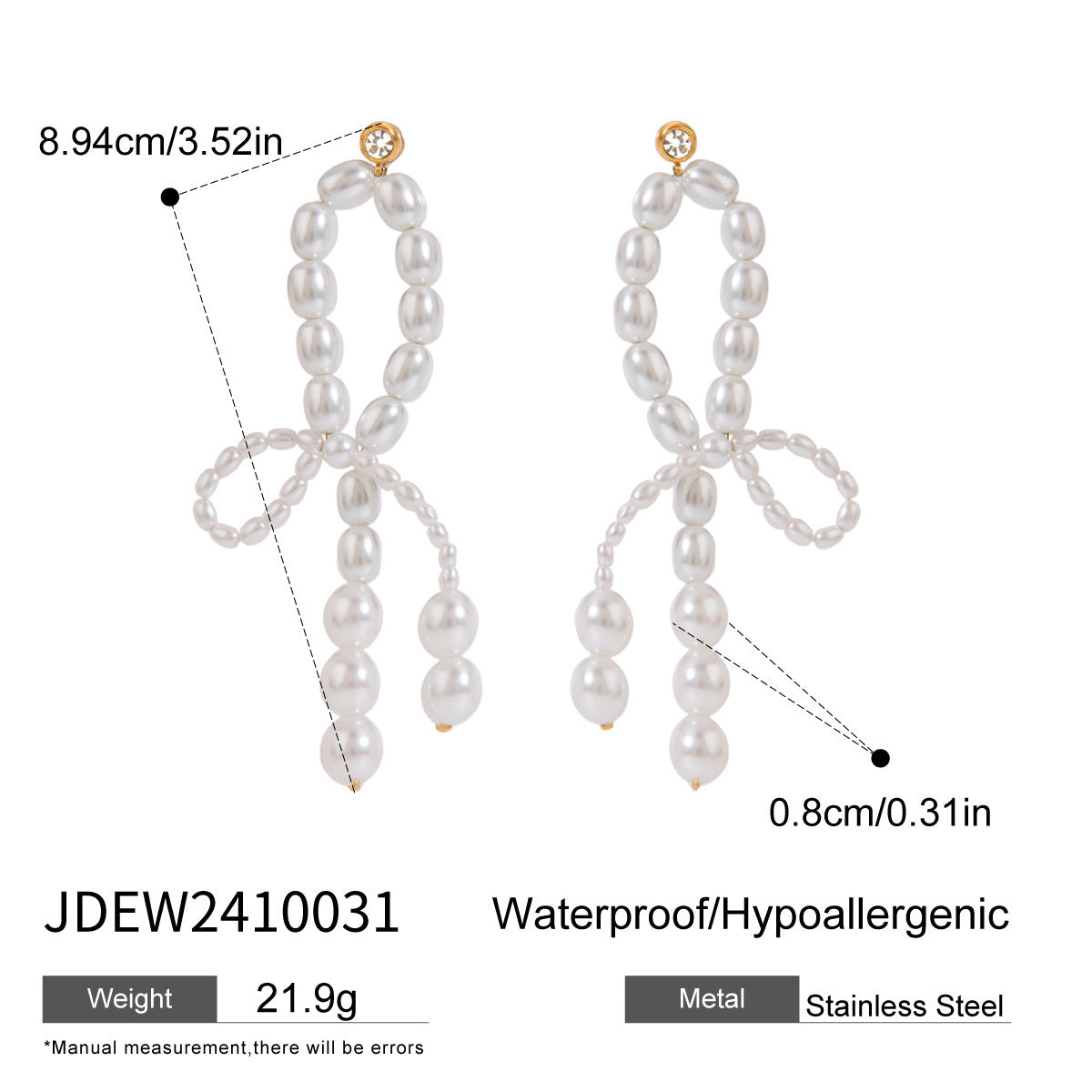 Damen Ohrhänger mit elegantem Perlen-Design und hypoallergener Edelstahlverarbeitung Shop Nory