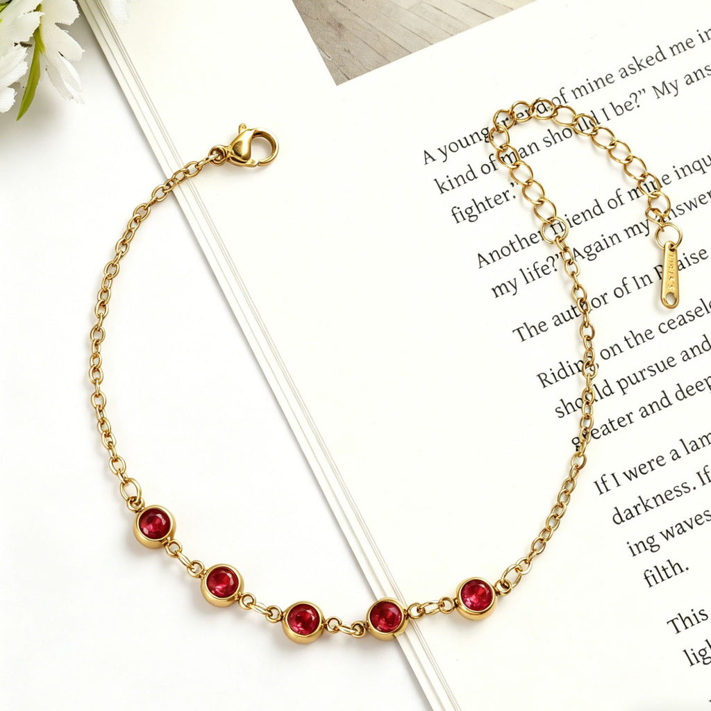Damen Elegante Goldkette mit lila Kristallen Shop Nory