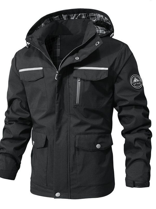 Herren Wasserabweisender Softshell-Parka mit Kapuze, reflektierenden Einsätzen und Multifunktionstaschen Shop Nory