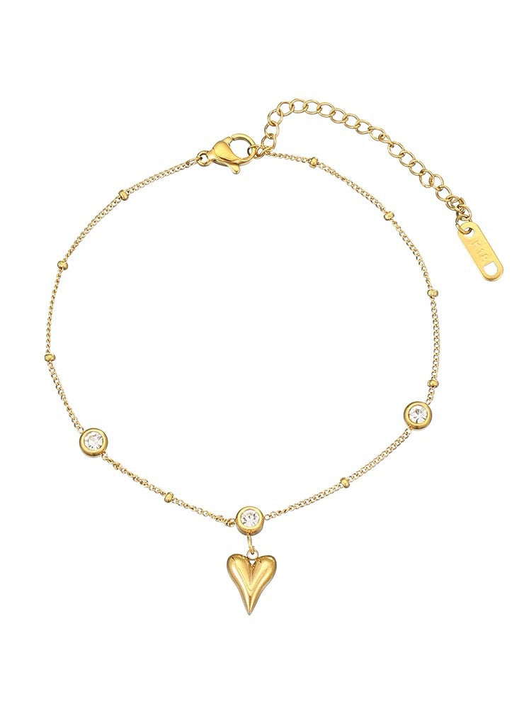 Damen Zierliches Herz Charm Fußkettchen Shop Nory