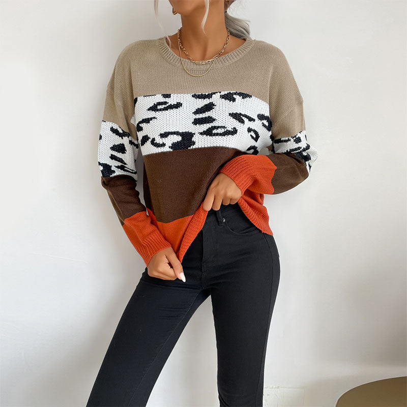 Damen Lässiger Strickpullover mit Animal-Print Shop Nory