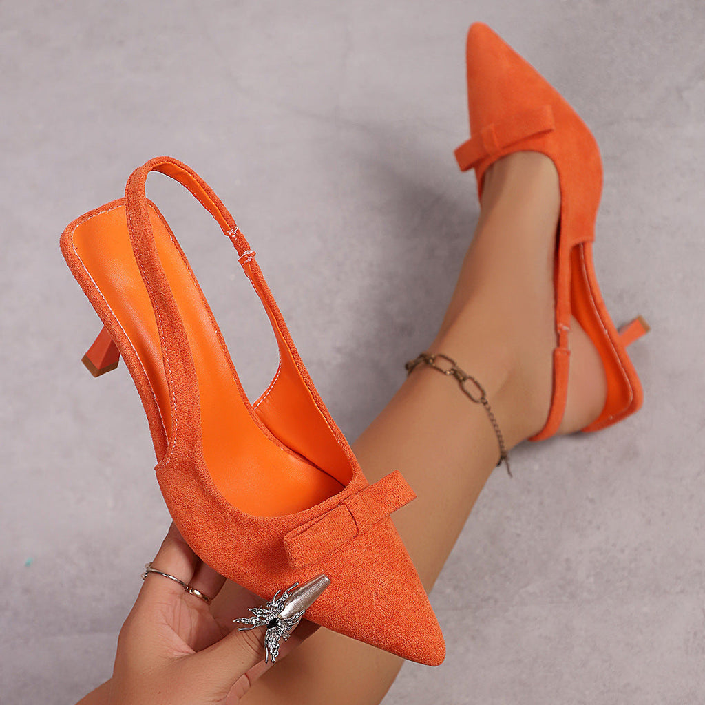 Damen Slingback Pumps mit elegantem Schleifenakzent und feinem Absatz