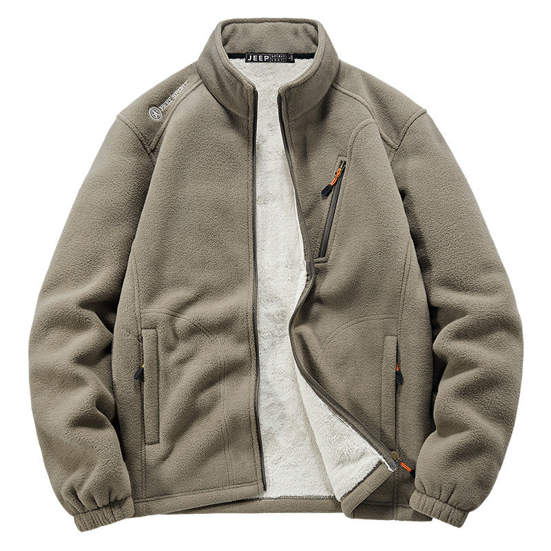 Herren Thermo‑Fleecejacke mit Sherpa‑Innenfutter, Stehkragen und Reißverschlusstaschen Shop Nory
