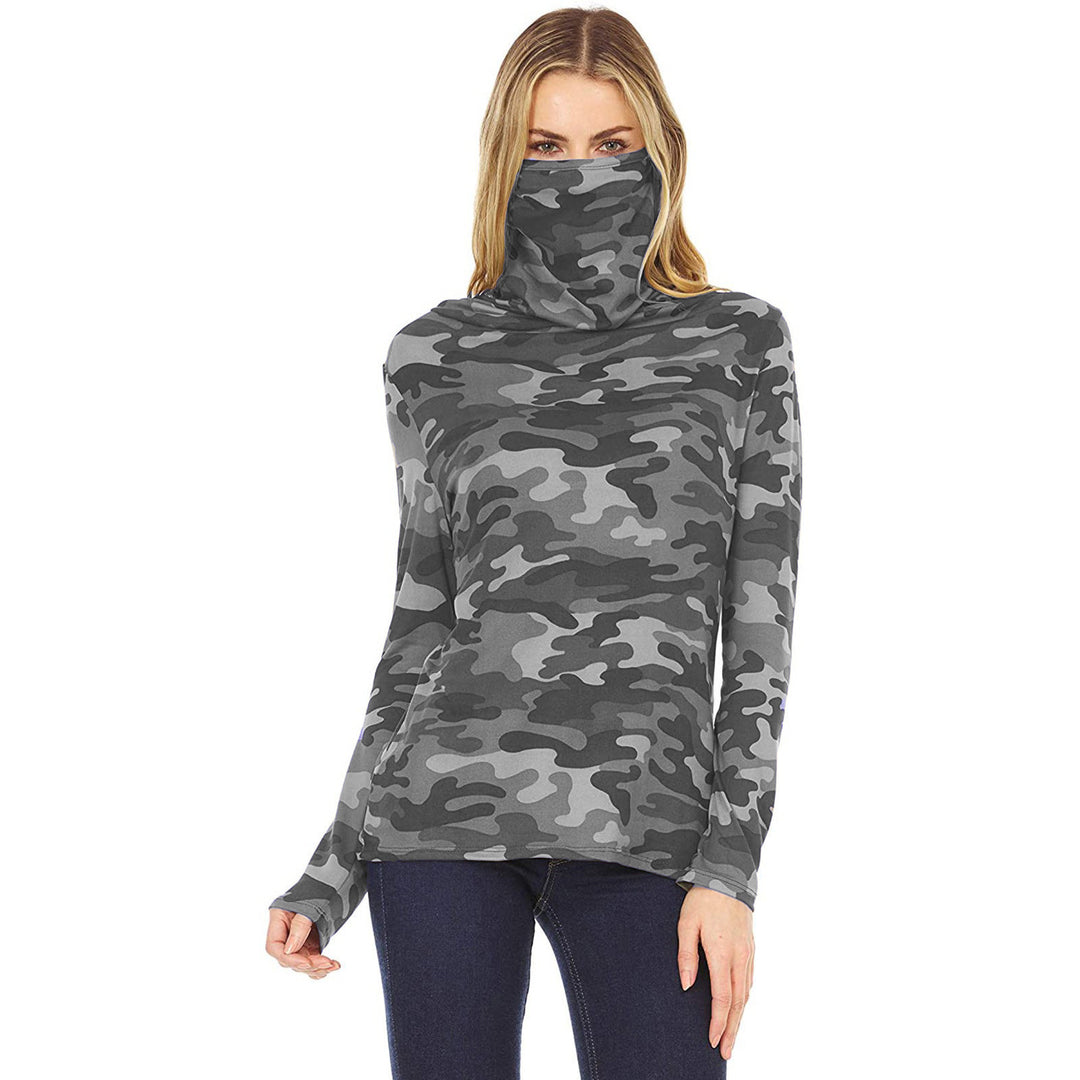 Damen Camouflage-Jersey-Longsleeve mit integriertem Schlauchkragen Shop Nory