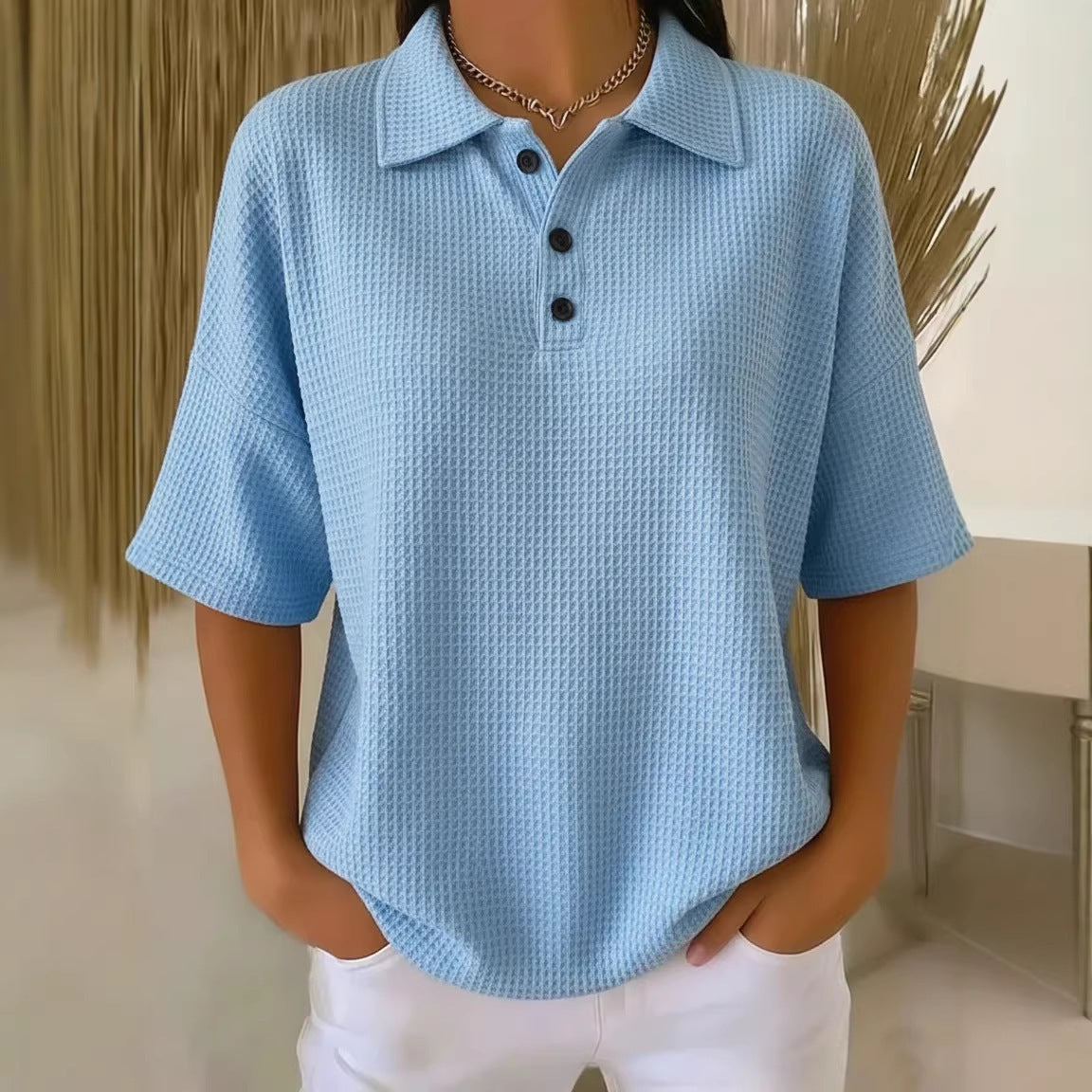 Damen sportliches Poloshirt aus Waffelpiqué