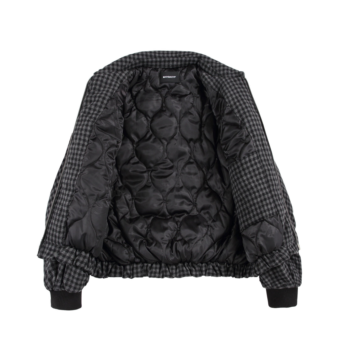 Unisex Boxy-Karos-Steppblouson mit Reißverschluss und elastischem Saum Shop Nory