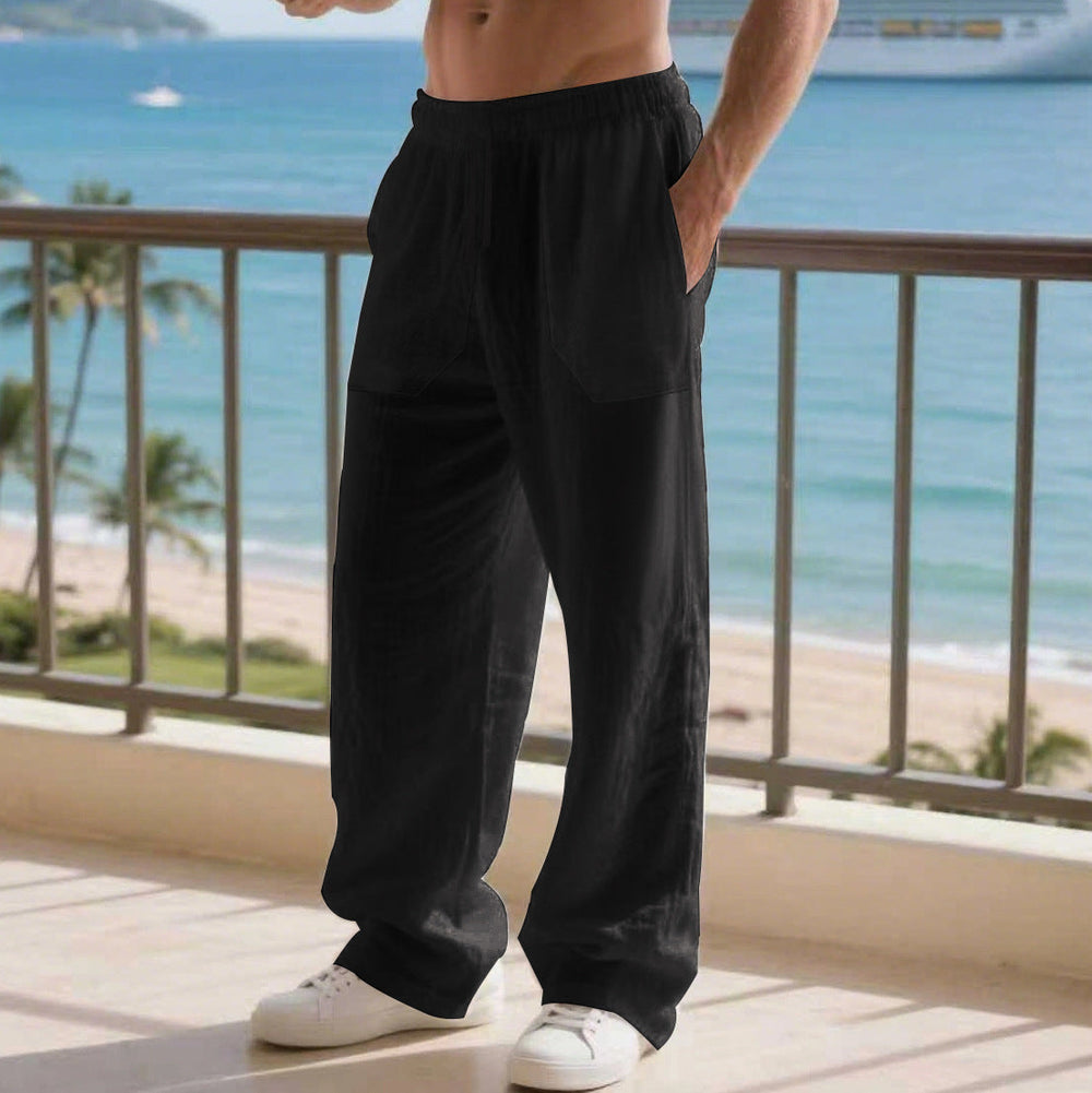 Herren Bequeme Strandhose mit seitlichen Taschen und elastischem Bund
