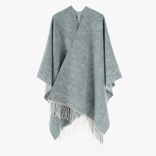 Damen Oversized Strickponcho mit Fransensaum Shop Nory