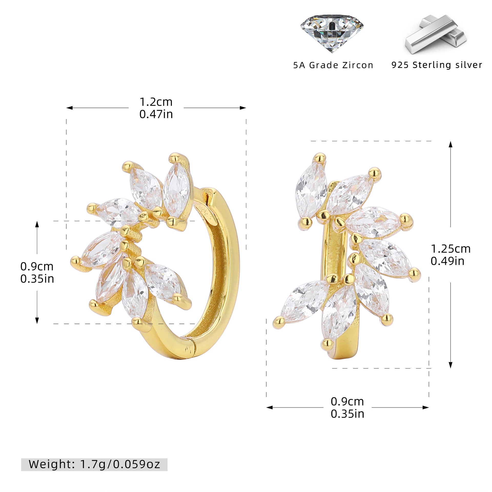 Damen Ohrringe mit luxuriösem Zirkonbesatz und moderne Kreolen Shop Nory