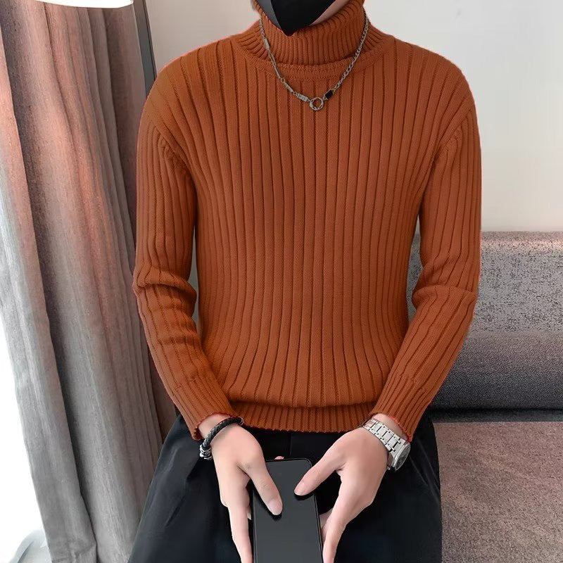 Herren Enganliegender Gerippter Rollkragenpullover aus Feinstrick Shop Nory