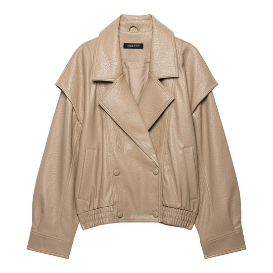 Damen Kurz geschnittene Kunstlederjacke im Oversized-Trenchstil Shop Nory