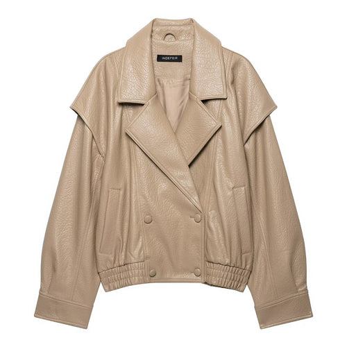 Damen Kurz geschnittene Kunstlederjacke im Oversized-Trenchstil Shop Nory