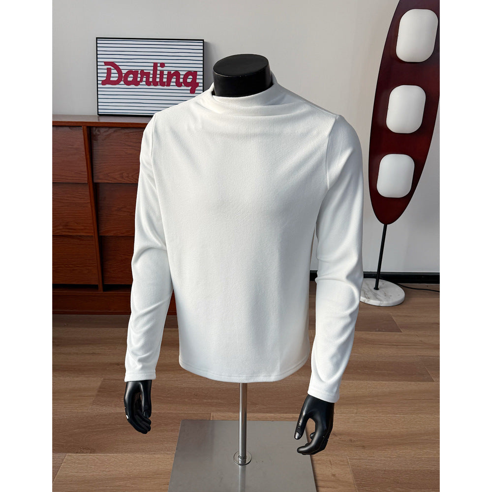 Herren Feines Stretch-Langarmshirt mit kurzem Stehkragen und schlanker Silhouette Shop Nory