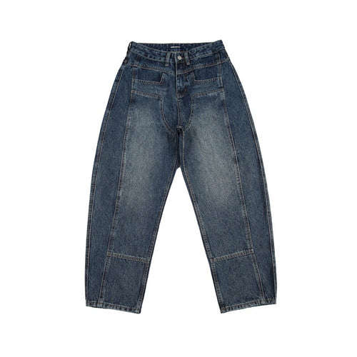 Unisex Weite Jeans mit hohem Bund, markanten Nahtpaneelen und konisch zulaufender Cropped-Silhouette Shop Nory