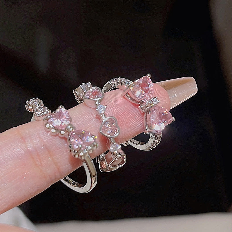 Damen Ring-Set mit kunstvollen Herzmotiven und funkelnden Zirkonia Shop Nory