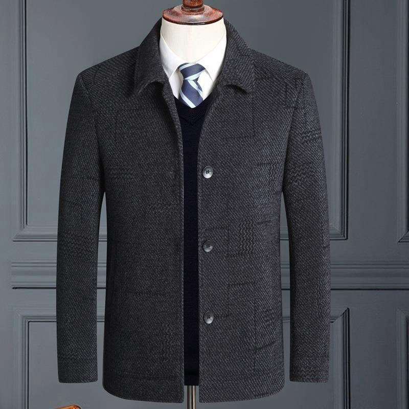 Herren eleganter Wollmix-Mantel mit strukturierter Weboptik und Knopfleiste Shop Nory