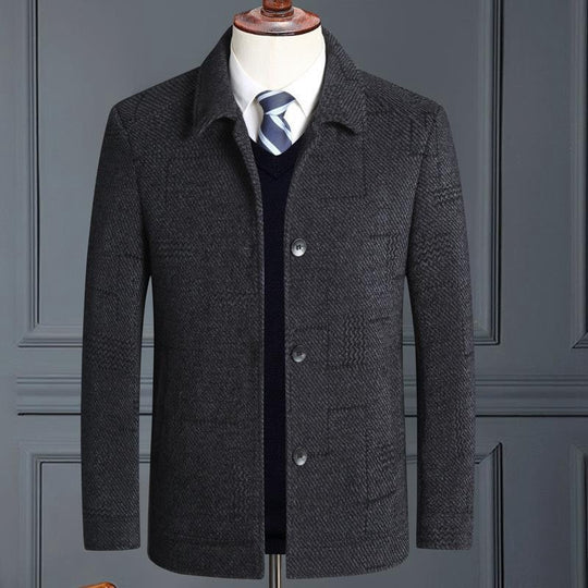 Herren eleganter Wollmix-Mantel mit strukturierter Weboptik und Knopfleiste Shop Nory
