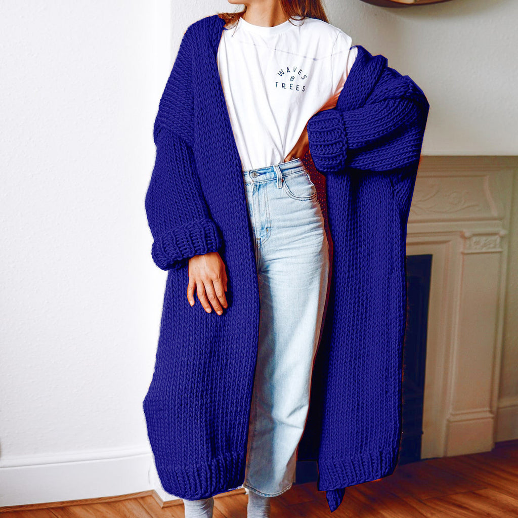Damen Langärmeliger Grobstrick Cardigan Shopnory