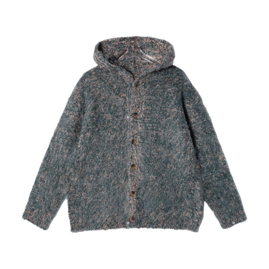 Damen Flauschige Kapuzen-Strickjacke mit Knopfleiste und melierter Bouclé-Optik Shop Nory