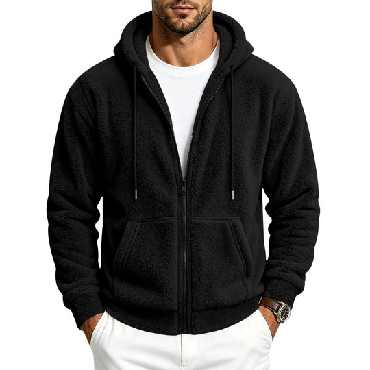 Herren Fleece-Kapuzenjacke mit Teddy-Innenfutter, durchgehendem Reißverschluss und Kängurutaschen Shop Nory
