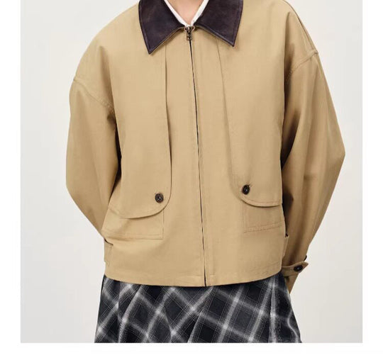 Damen Lässige und modische Übergangsjacke mit kontrastiertem Kragen Shop Nory