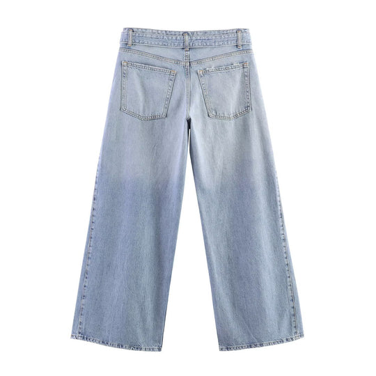Damen Weite Denim-Jeans mit seitlichen Schlitzen und Palazzoschnitt Shop Nory