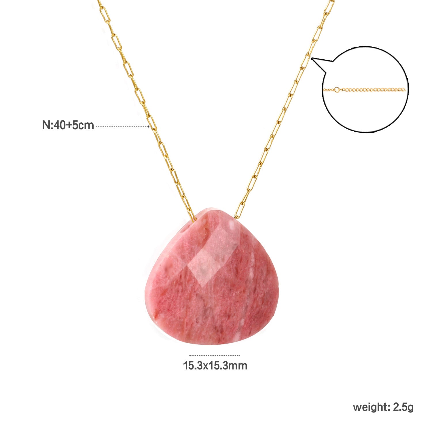 Damen Halskette mit funkelndem Tropfenanhänger und goldplattiertem Edelstahl Shop Nory