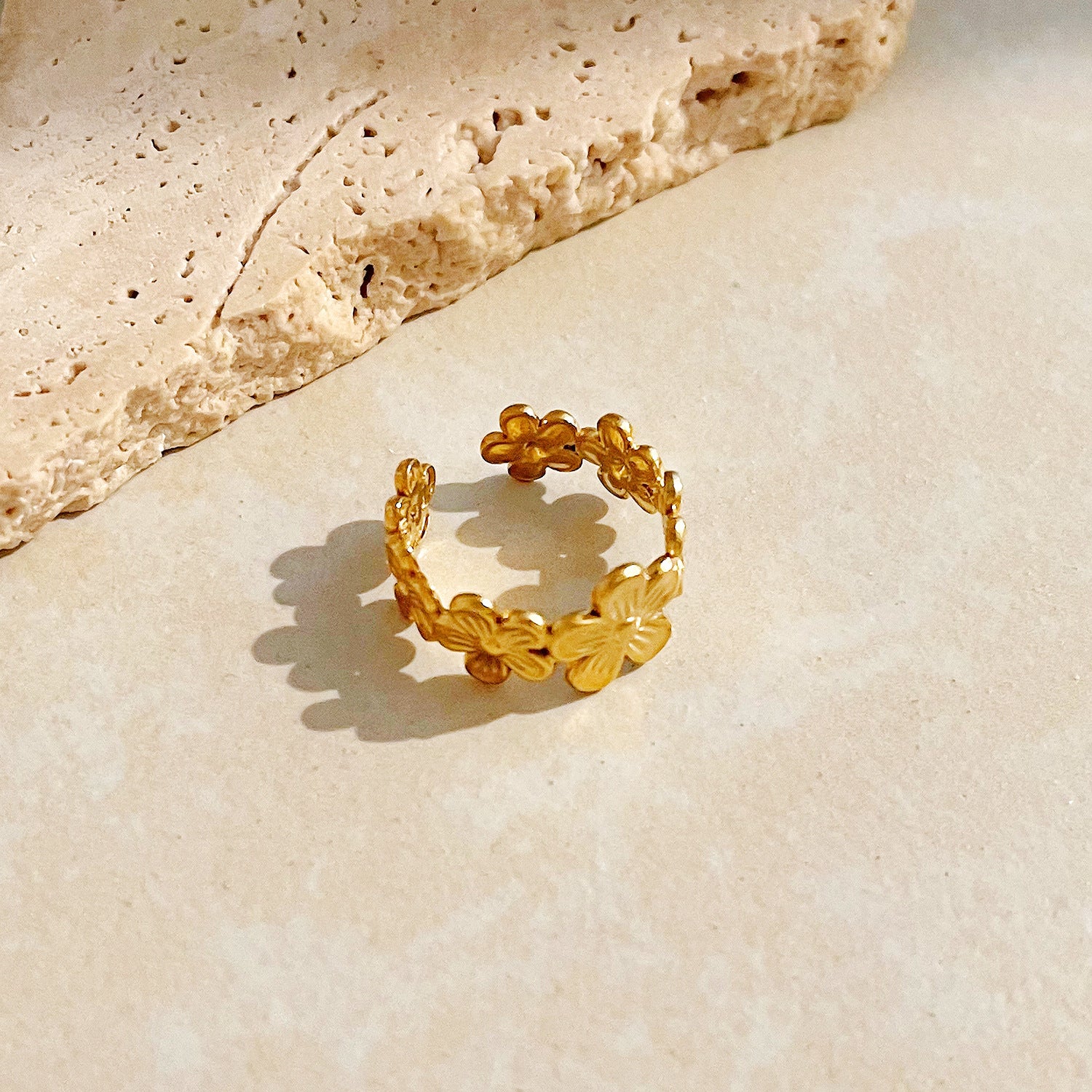 Damen Offener Ring mit floralen Motiven Shop Nory