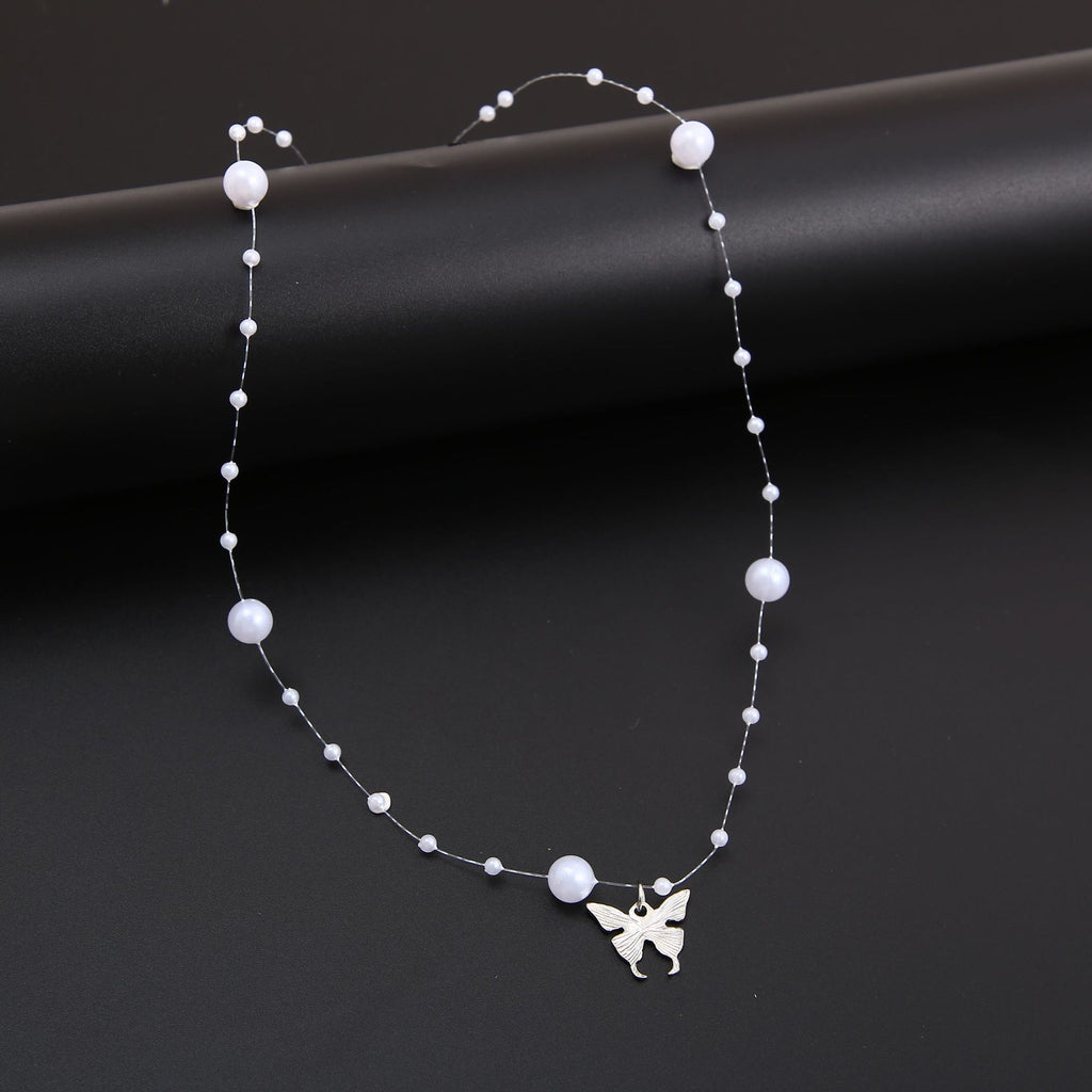Damen Choker-Halskette mit floralen Details und Perlenakzenten Shop Nory