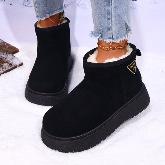 Damen Gefütterte Plateau‑Stiefeletten aus Wildlederoptik mit Teddyfutter Shop Nory
