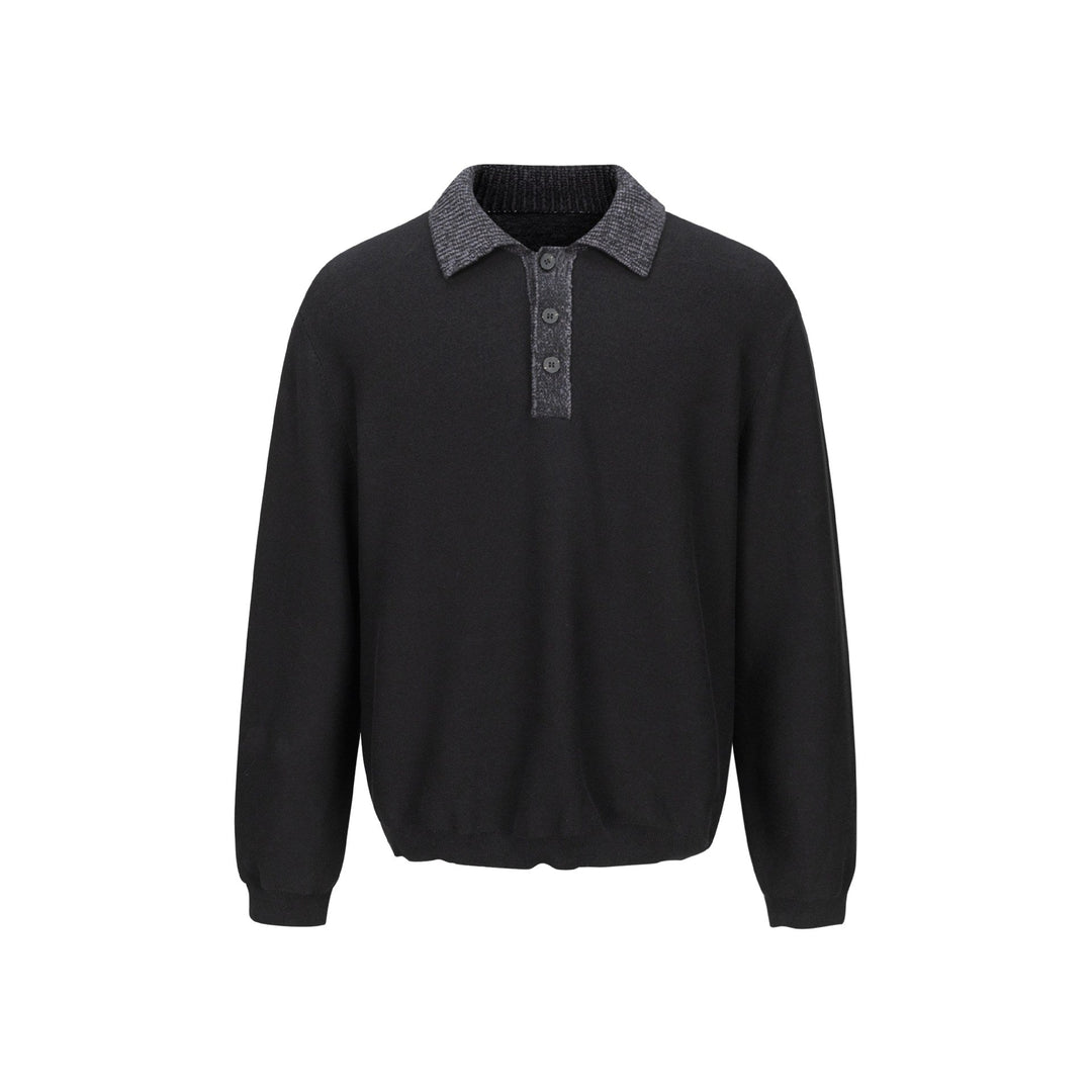 Herren Feinstrick-Polo-Pullover mit Strukturkragen und Knopfleiste Shop Nory